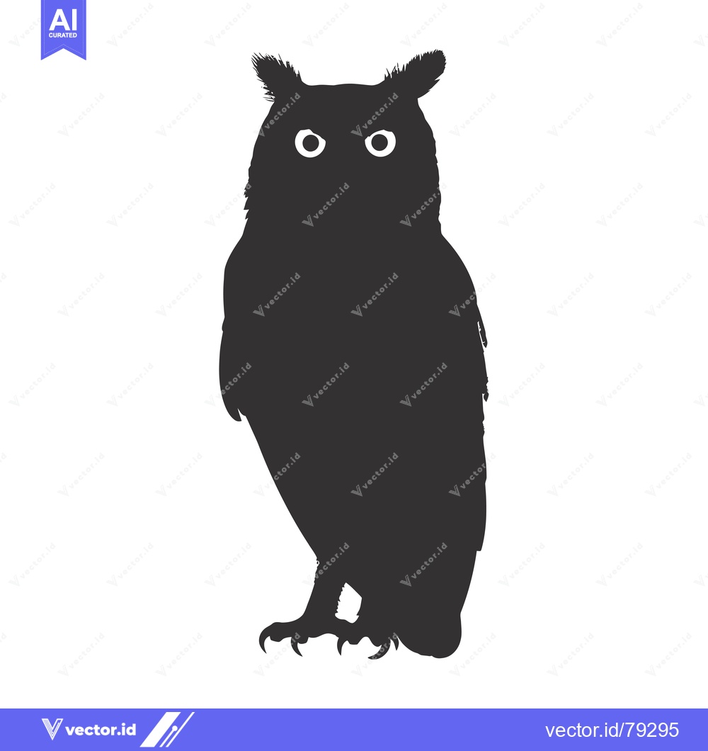 Premium Vector of Silhouette of an Owl with Large Eyes