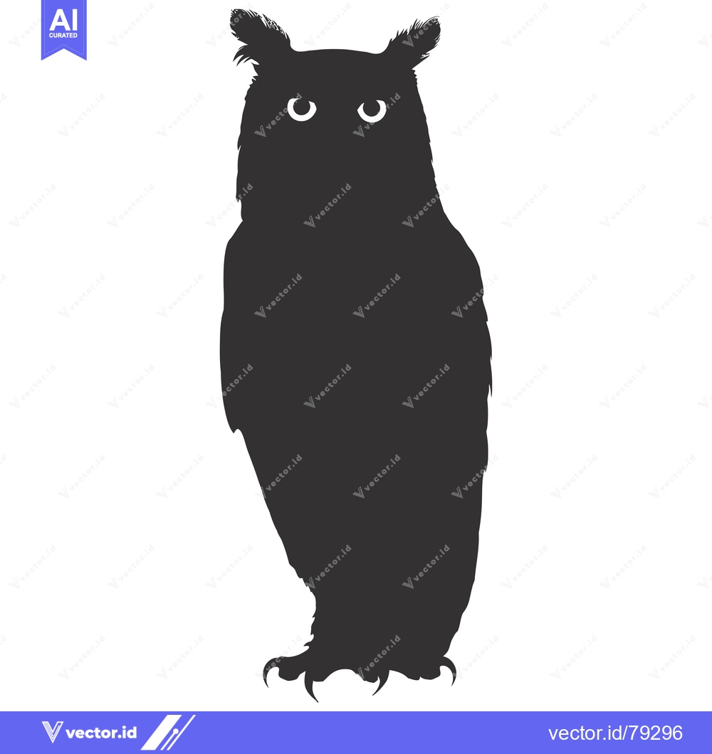Premium Vector of A Black and White Silhouette of an Owl