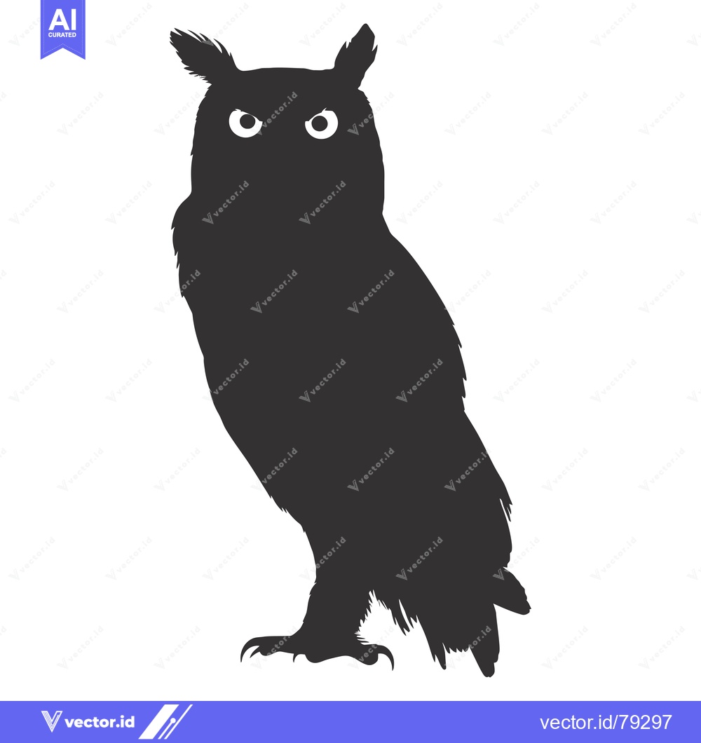 Premium Vector dari A Black and White Silhouette of an Owl