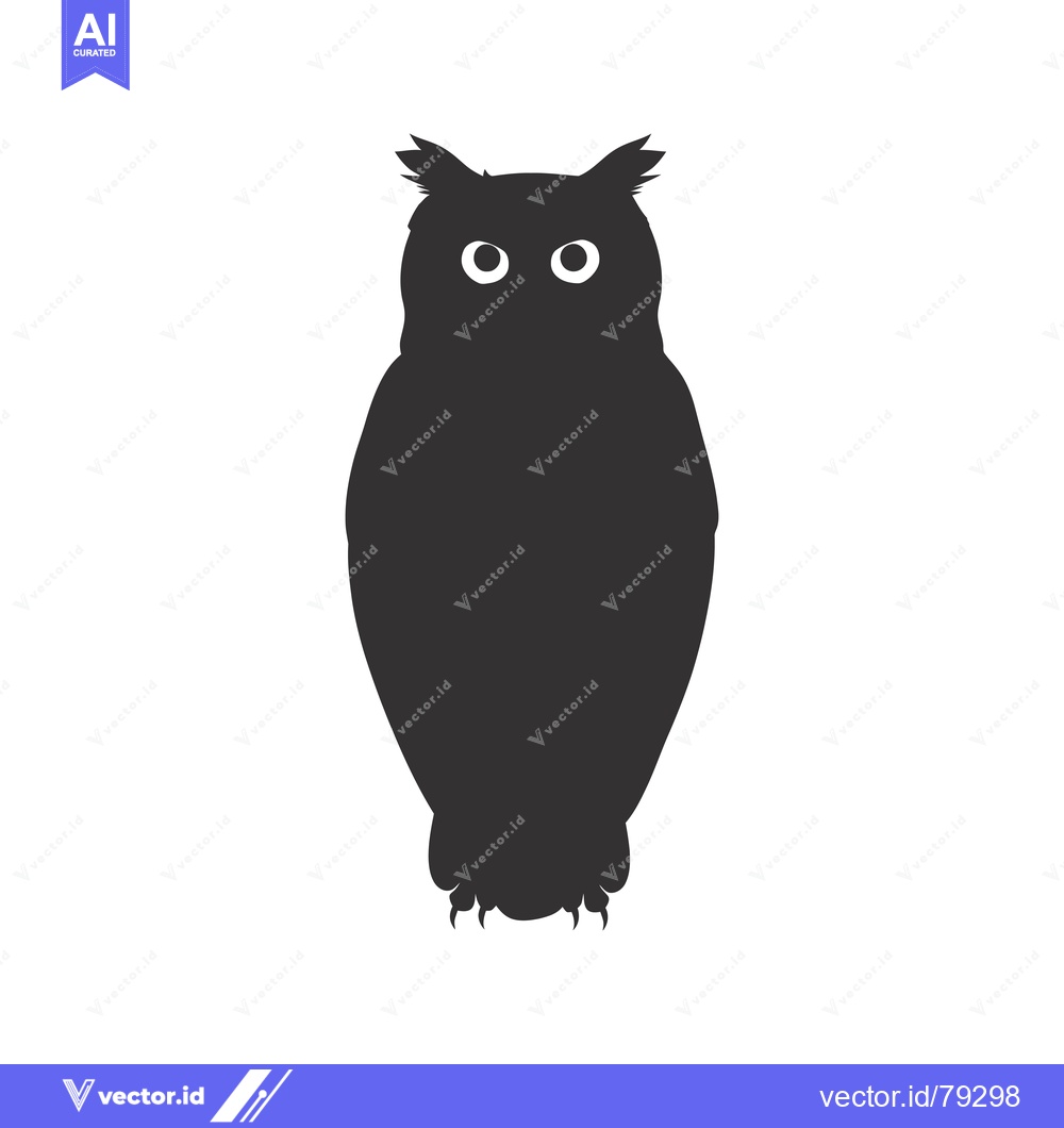 Premium Vector dari Silhouette of an Owl with Large Eyes
