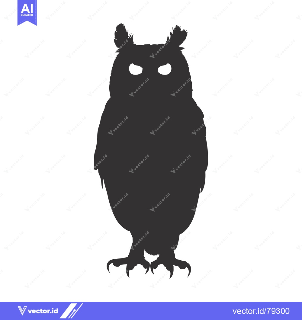 Premium Vector of Silhouette of an Owl with Large, Bright Eyes