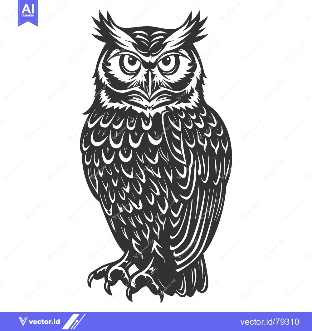 Premium Vector of A Detailed Illustration of an Owl with Sharp Claws and Intricate Feath