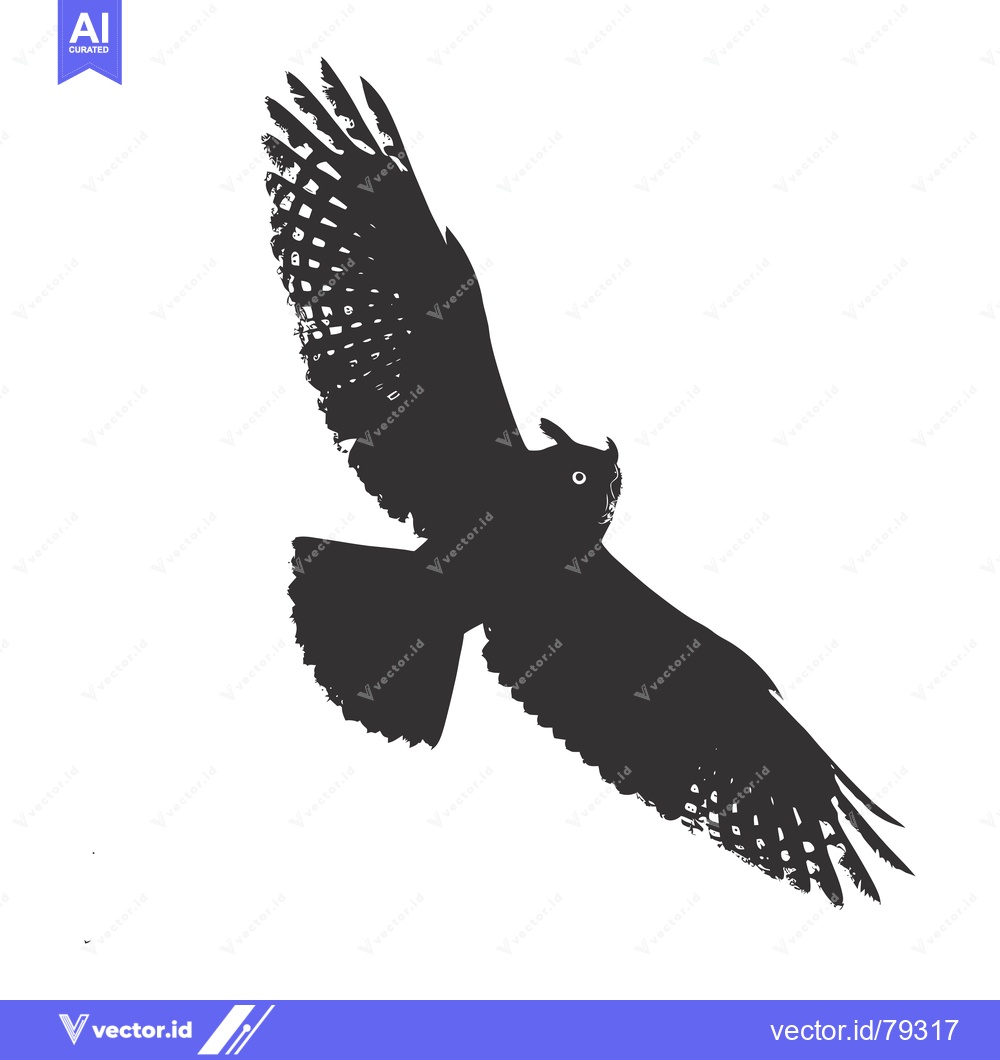 Premium Vector dari Silhouette of an Owl in Flight with Spread Wings