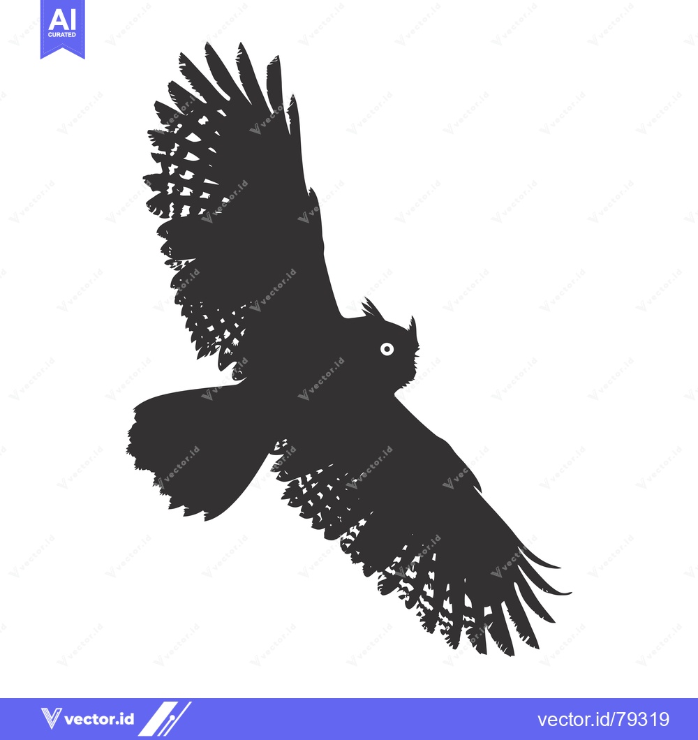 Premium Vector dari Black and White Silhouette of a Flying Owl