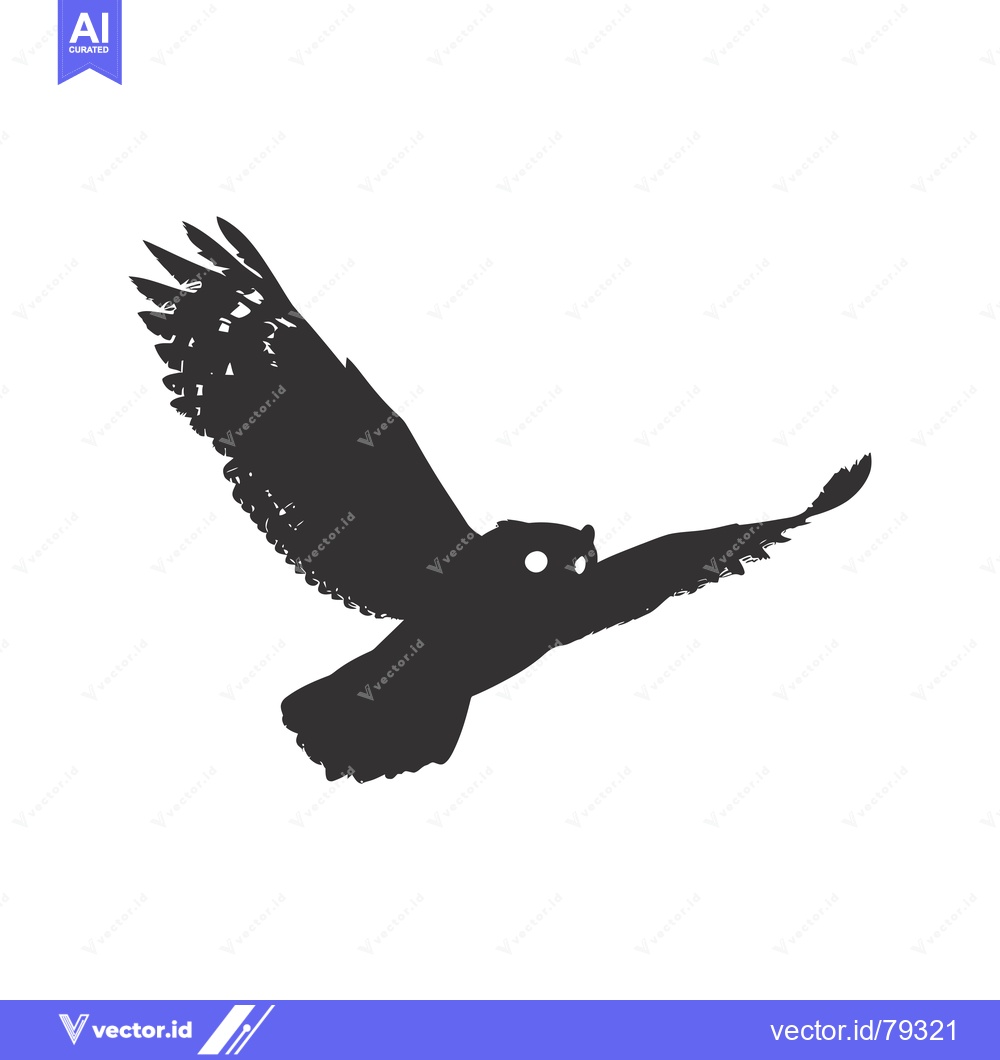 Premium Vector dari Silhouette of an owl in flight with spread wings