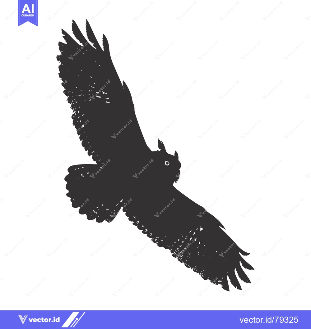 Premium Vector of Silhouette of an owl in flight with outstretched wings