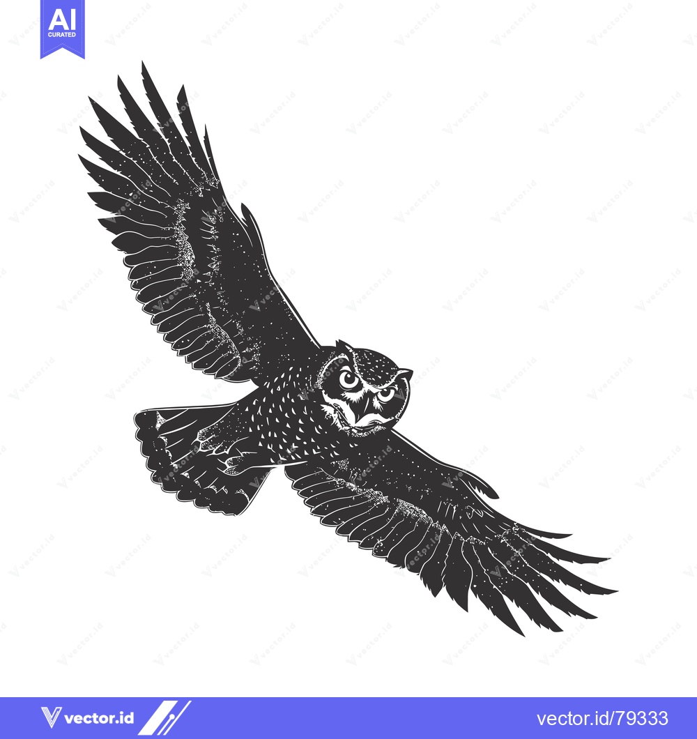 Premium Vector dari Black and White Silhouette of an Owl in Flight