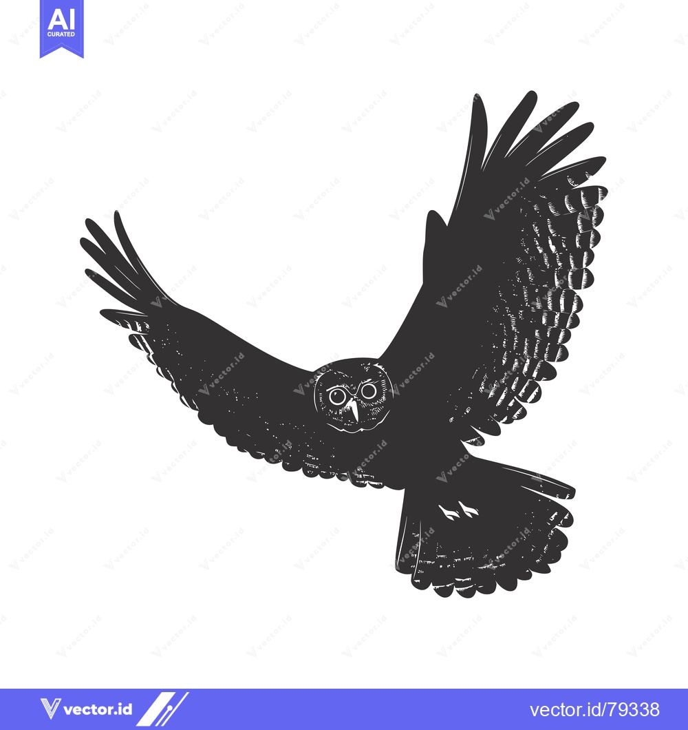 Premium Vector dari A Black and White Illustration of a Flying Owl