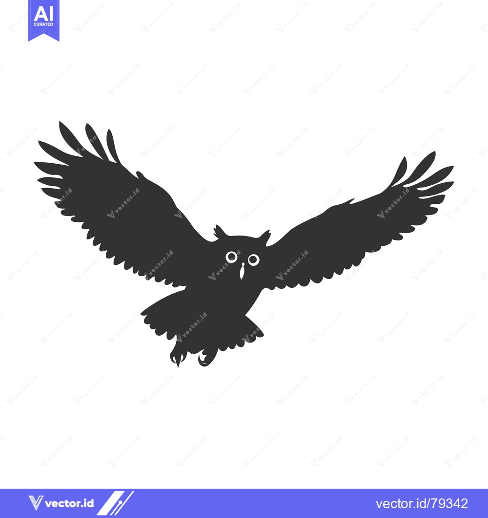 Premium Vector dari Silhouette of an Owl in Flight with Spread Wings