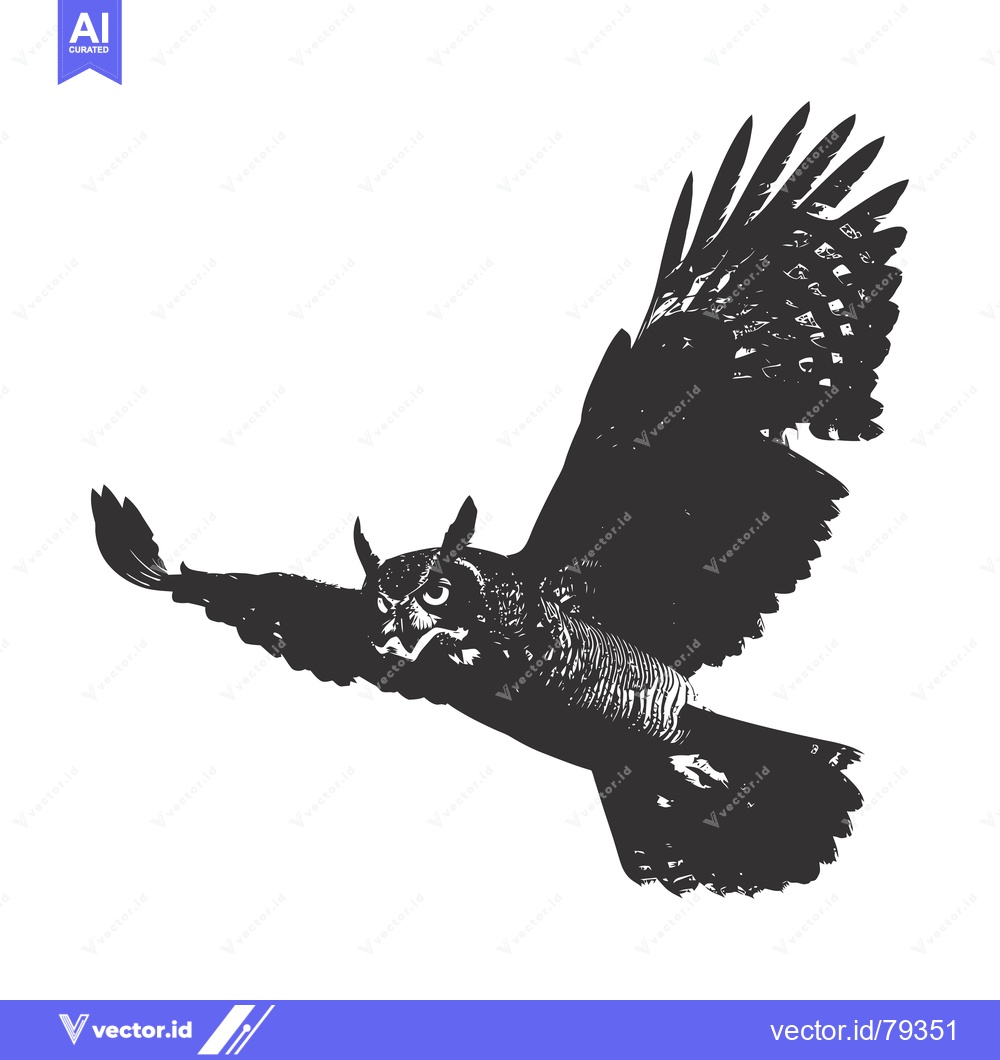 Premium Vector dari A black and white silhouette of an owl in flight