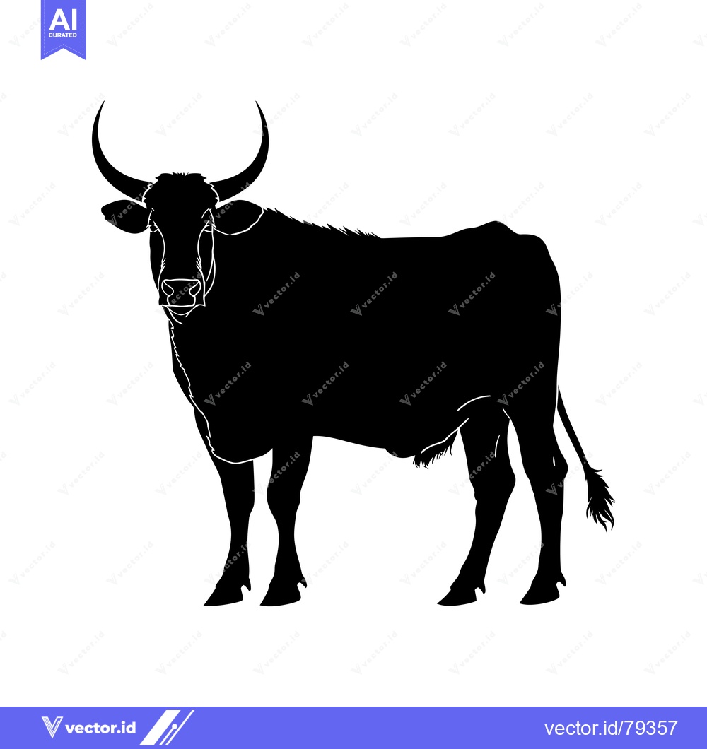 Premium Vector dari Black Silhouette of a Cow with Large Horns