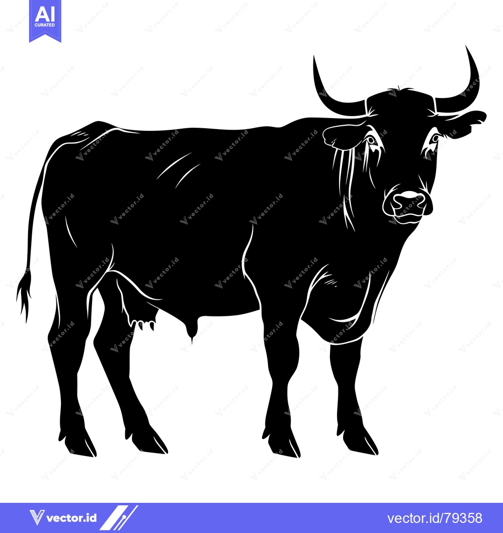 Premium Vector dari Black and White Silhouette of a Bull