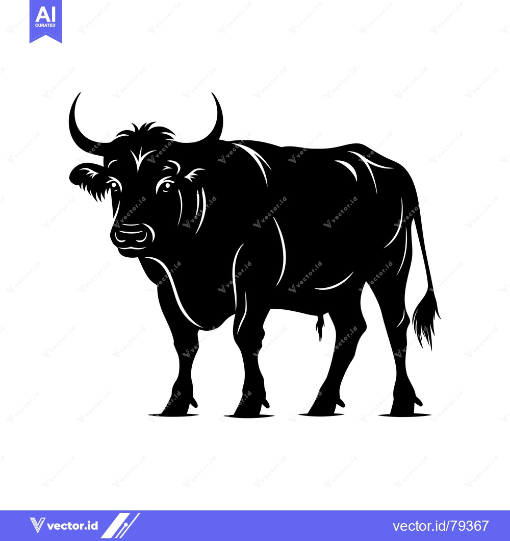 Premium Vector dari Black and White Silhouette of a Bull Standing