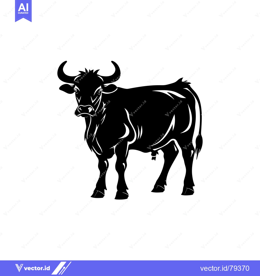 Premium Vector dari Black and White Silhouette of a Bull
