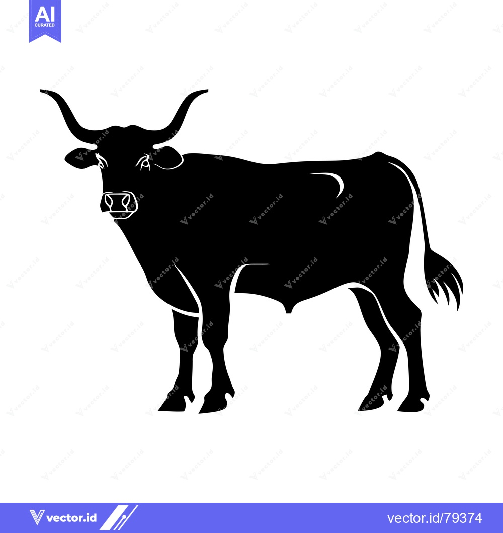 Premium Vector dari Black Silhouette of a Texas Longhorn Cow