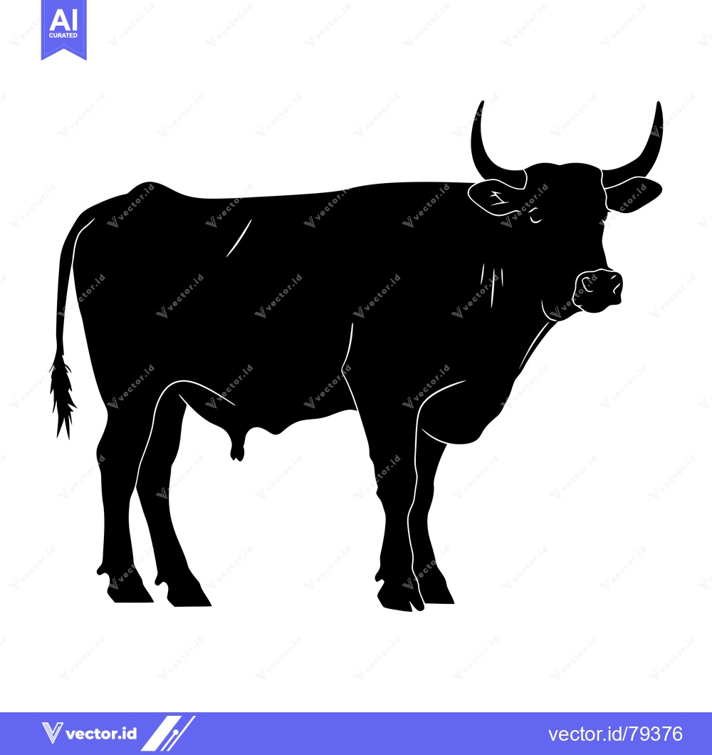 Premium Vector dari Black Silhouette of a Bull with Large Horns
