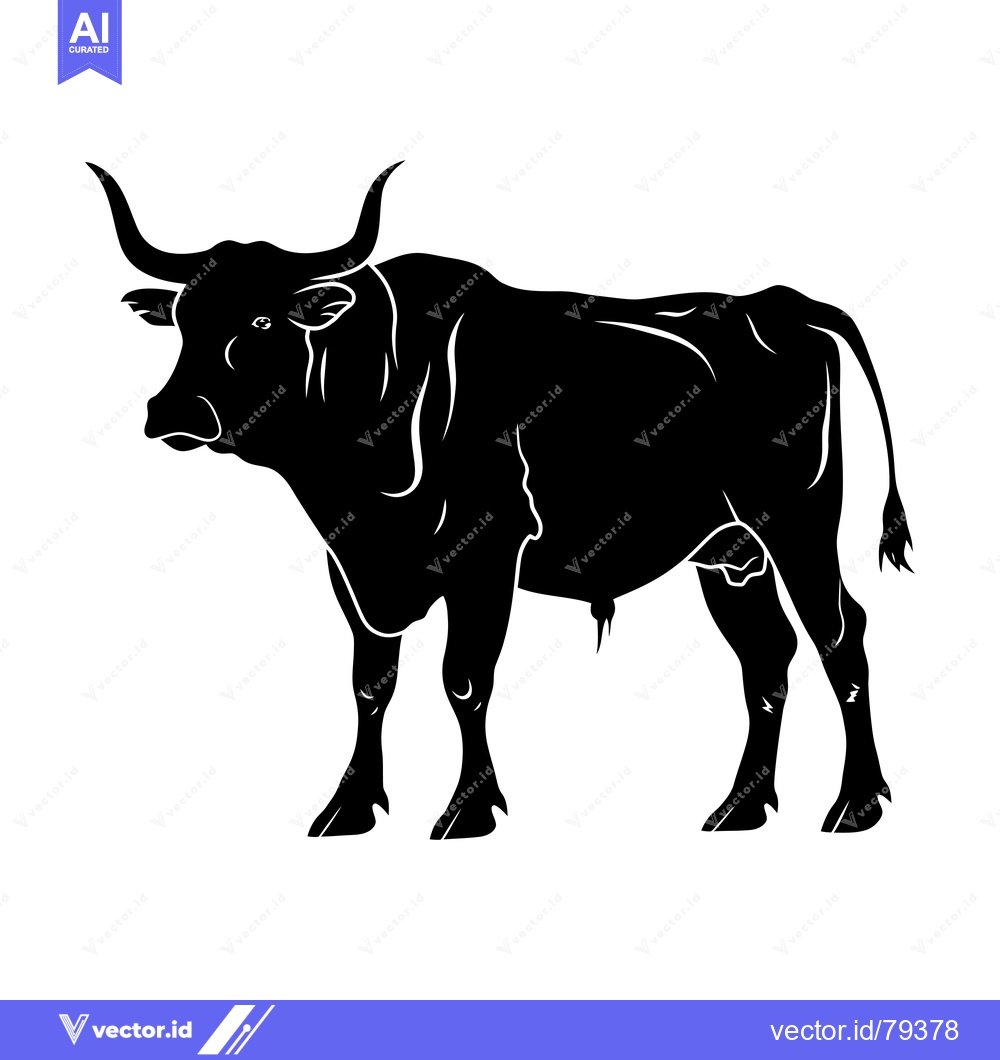 Premium Vector dari Black and White Silhouette of a Bull