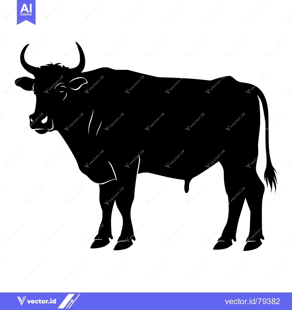 Premium Vector dari Black Silhouette of a Bull Standing Sideways