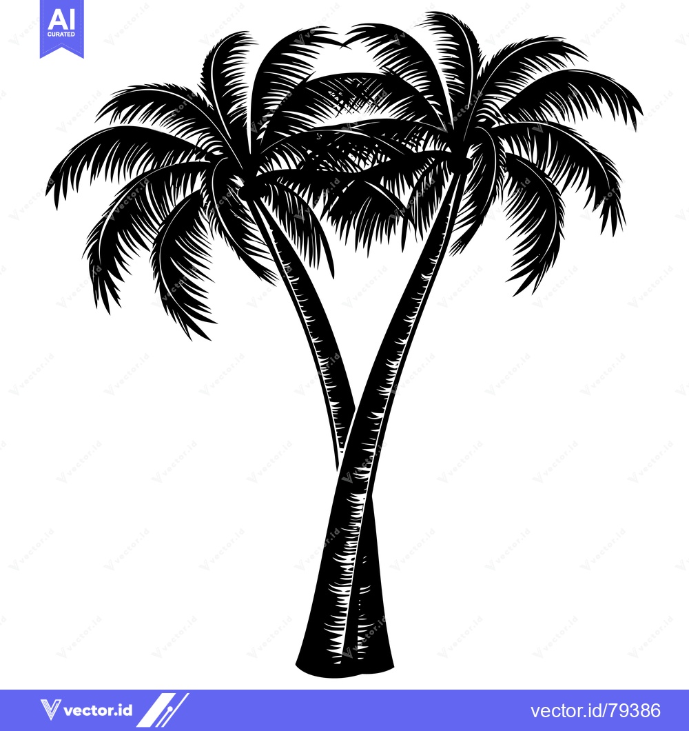 Premium Vector of Silhouette of Two Intertwined Palm Trees