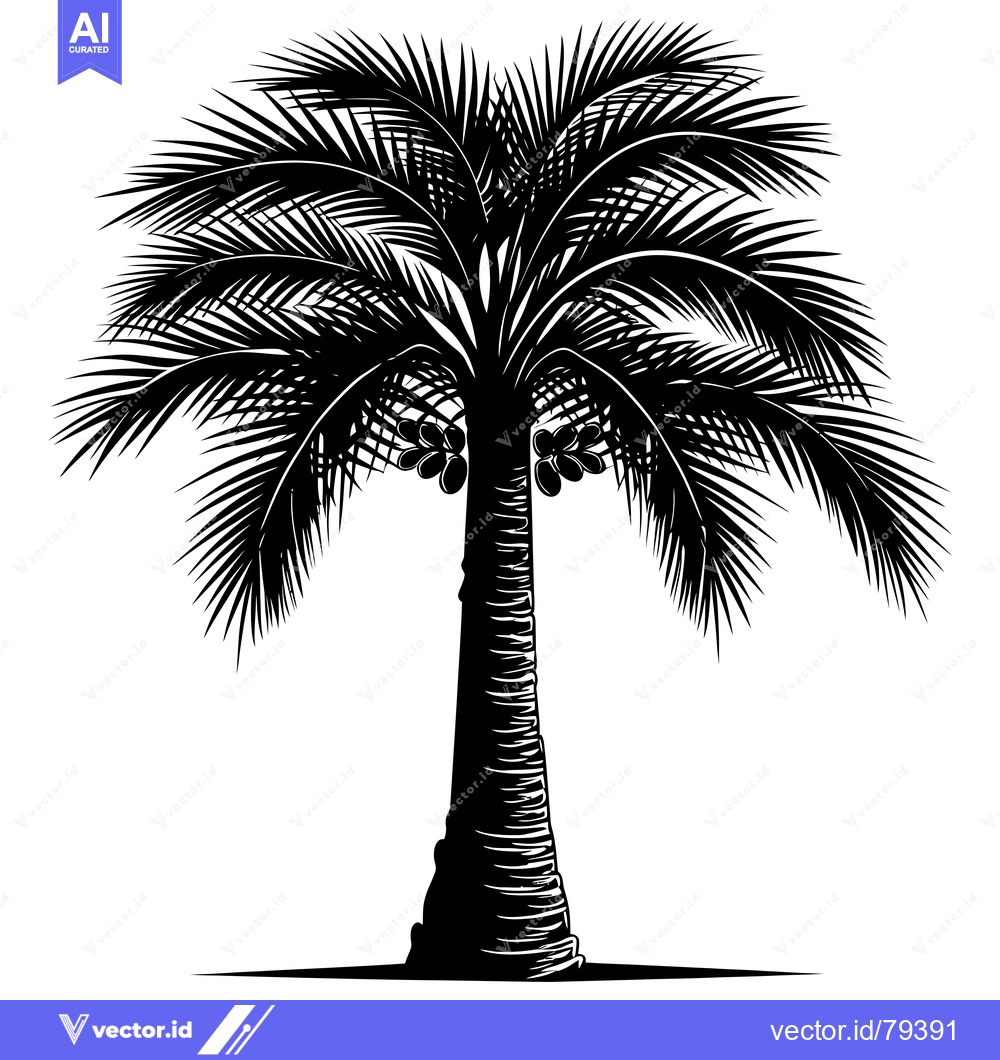 Premium Vector of Silhouette of a Palm Tree with Coconuts