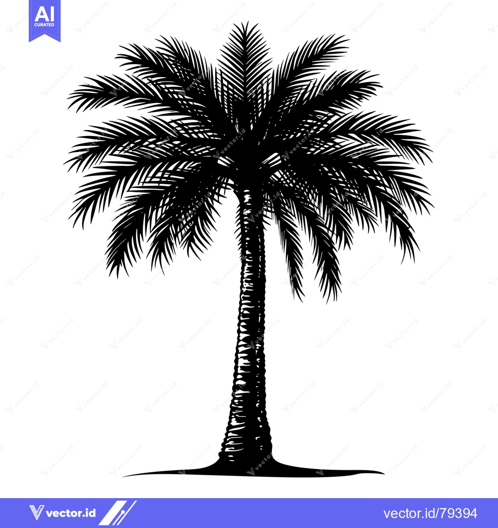 Premium Vector dari Black and White Silhouette of a Palm Tree