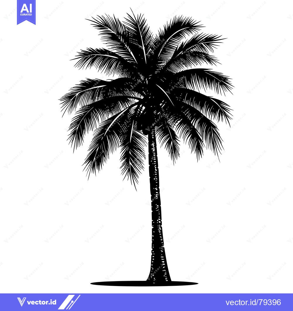Premium Vector dari Black and White Silhouette of a Palm Tree