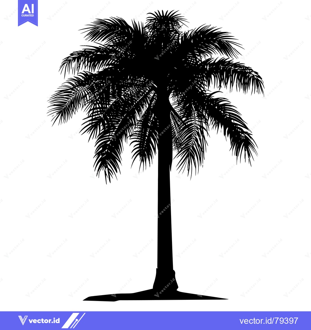 Premium Vector dari Black Silhouette of a Single Palm Tree