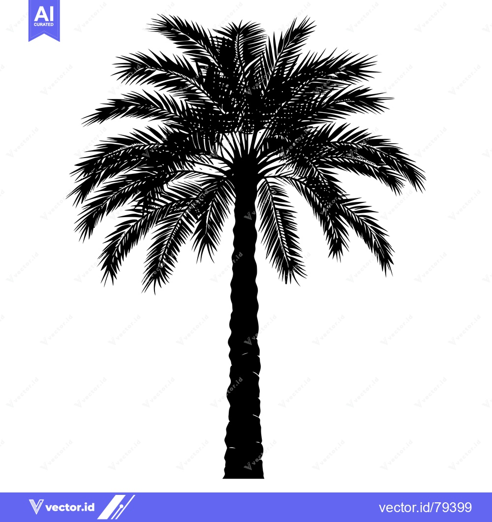 Premium Vector dari Black and White Silhouette of a Palm Tree