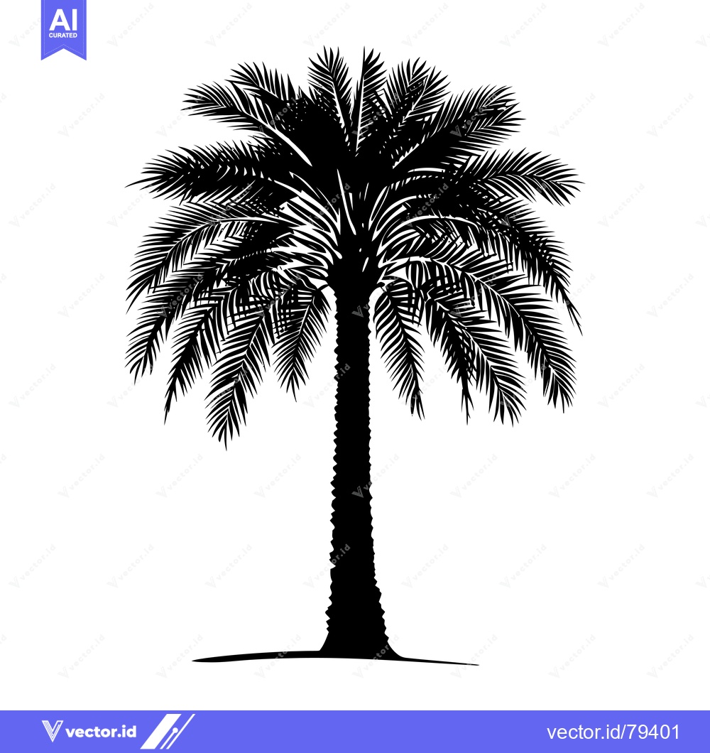 Premium Vector dari Silhouette of a Single Palm Tree with Lush Fronds