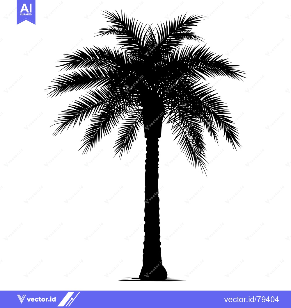 Premium Vector of Silhouette of a Tall Palm Tree with Fronds