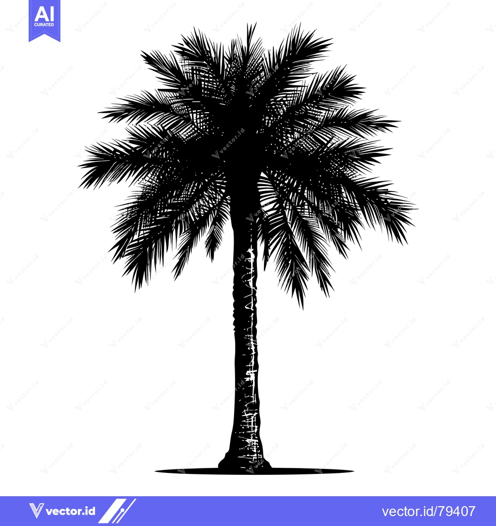 Premium Vector dari Black and White Silhouette of a Palm Tree