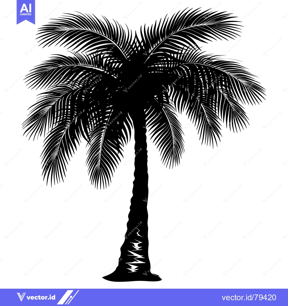 Premium Vector dari Black and White Silhouette of a Palm Tree