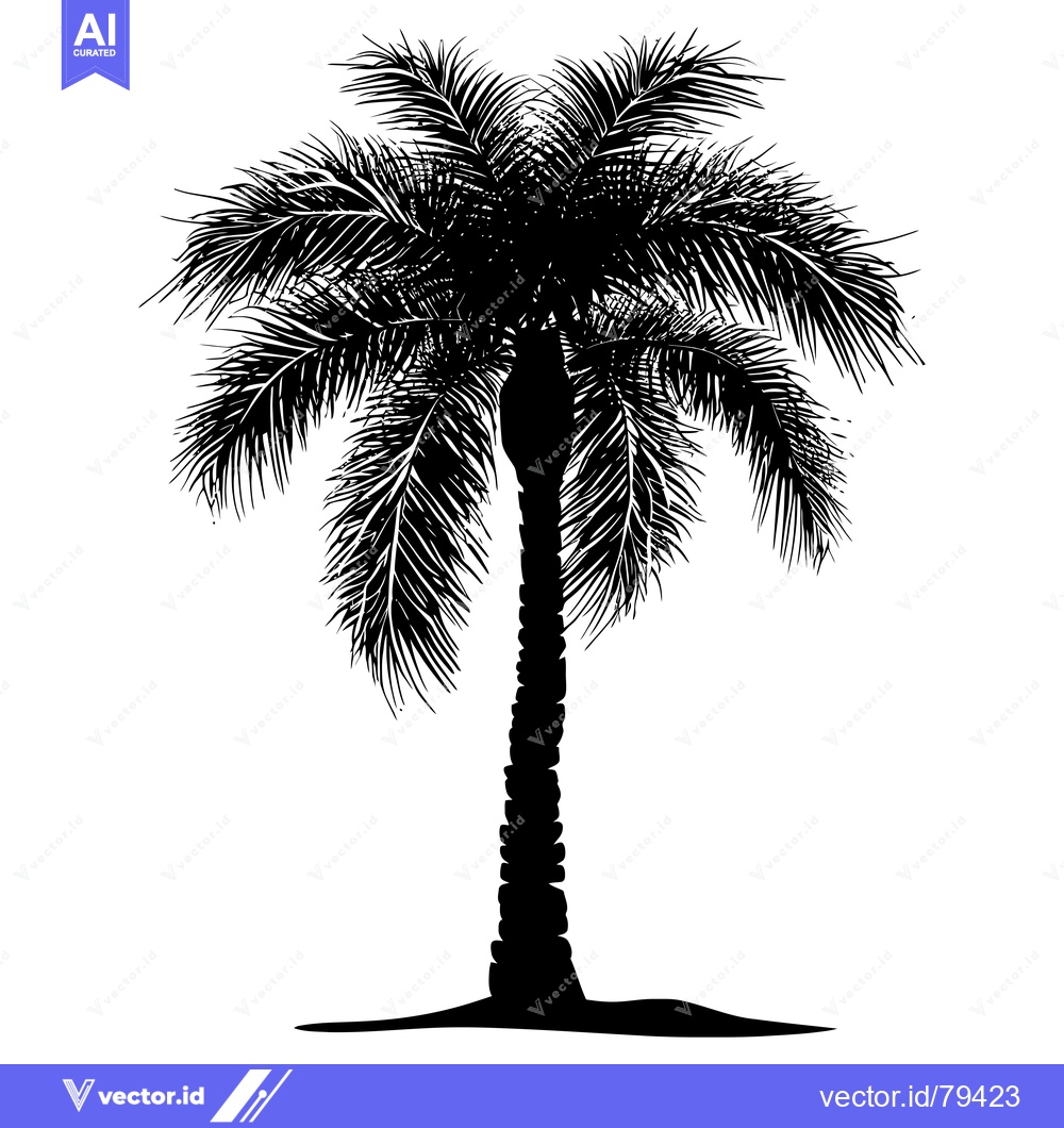 Premium Vector of Silhouette of a Palm Tree with Lush Fronds