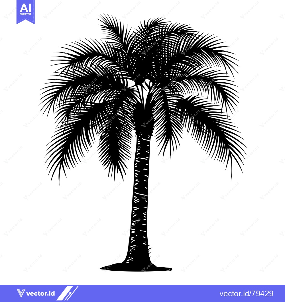 Premium Vector dari Silhouette of a Palm Tree with Lush Fronds