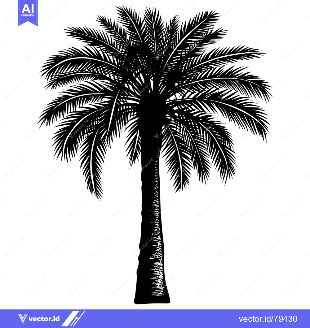 Premium Vector dari Black and White Silhouette of a Palm Tree