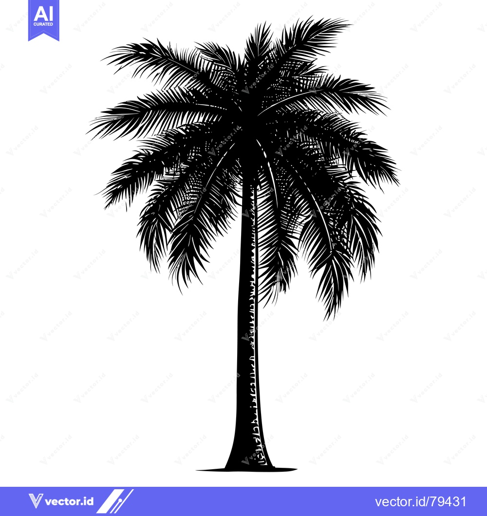 Premium Vector dari Black and White Silhouette of a Palm Tree