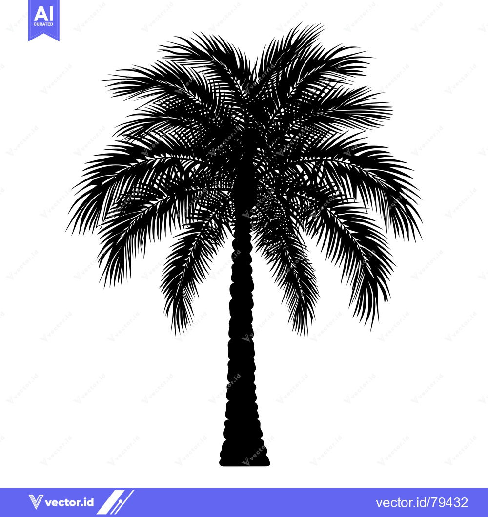 Premium Vector of Silhouette of a Palm Tree with Lush Fronds