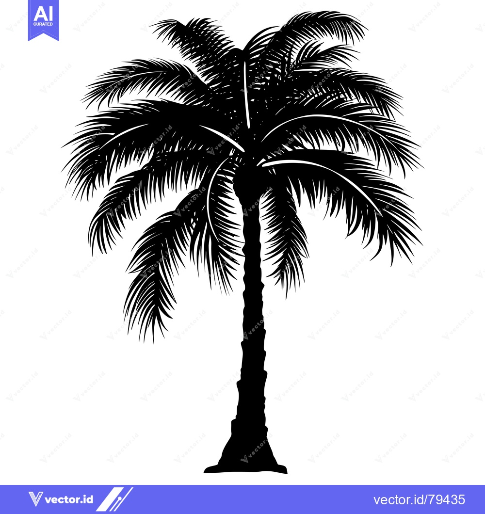 Premium Vector of Black and White Silhouette of a Palm Tree