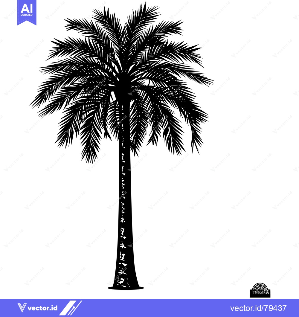 Premium Vector dari Black and White Silhouette of a Palm Tree