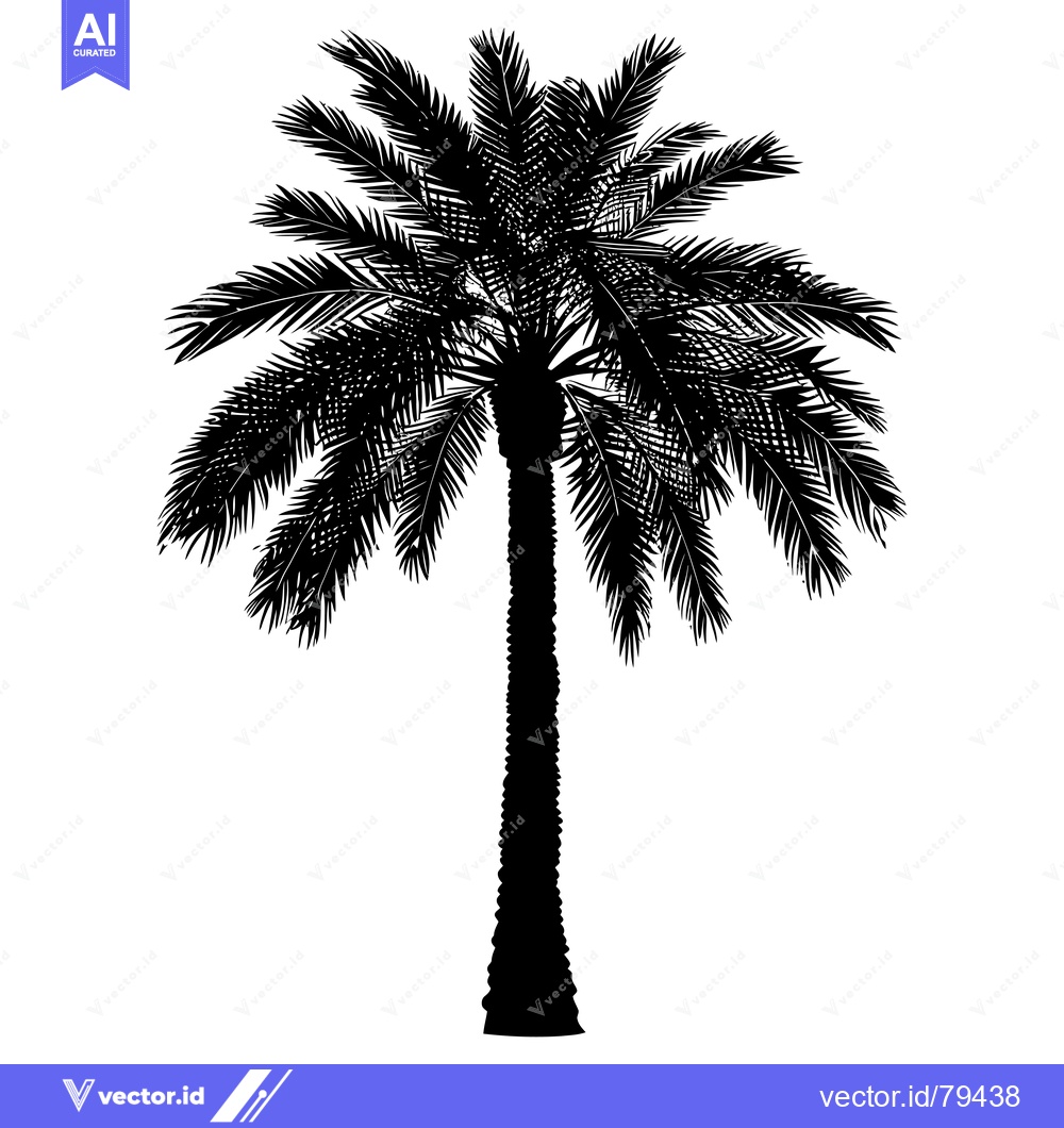 Premium Vector of Silhouette of a Palm Tree with Fronds and Trunk