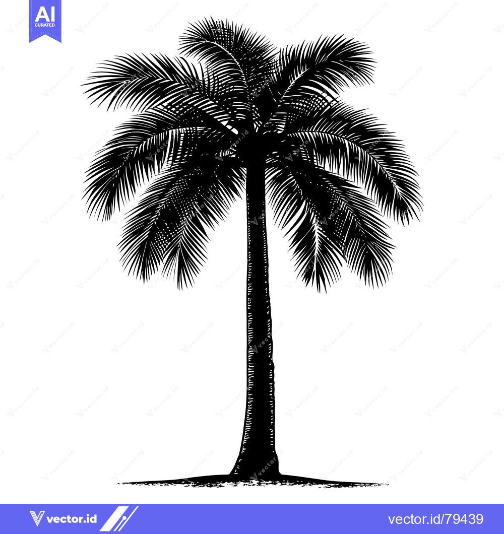 Premium Vector dari Black and White Silhouette of a Palm Tree