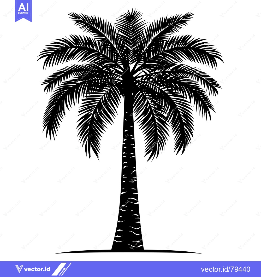 Premium Vector dari Black and White Silhouette of a Palm Tree