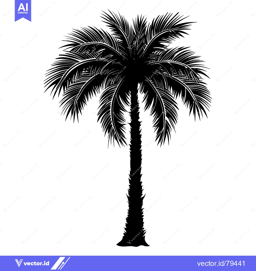 Premium Vector of Silhouette of a Tall Palm Tree with Lush Fronds