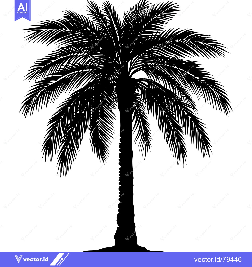 Premium Vector dari Black and White Silhouette of a Palm Tree