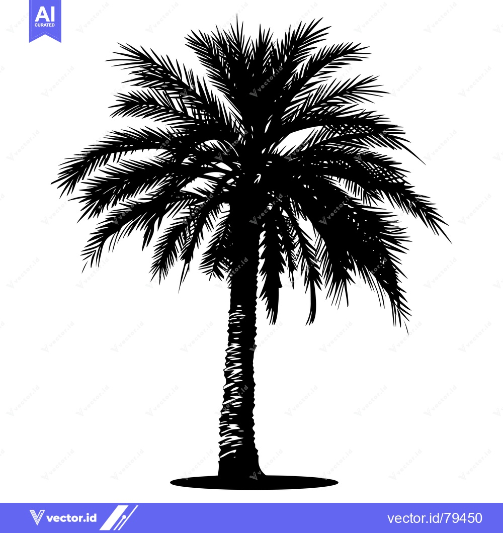 Premium Vector dari Black and White Silhouette of a Palm Tree
