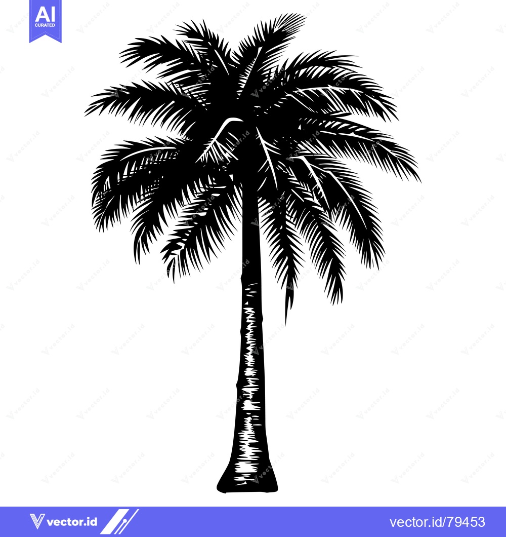 Premium Vector of A Black and White Silhouette of a Palm Tree