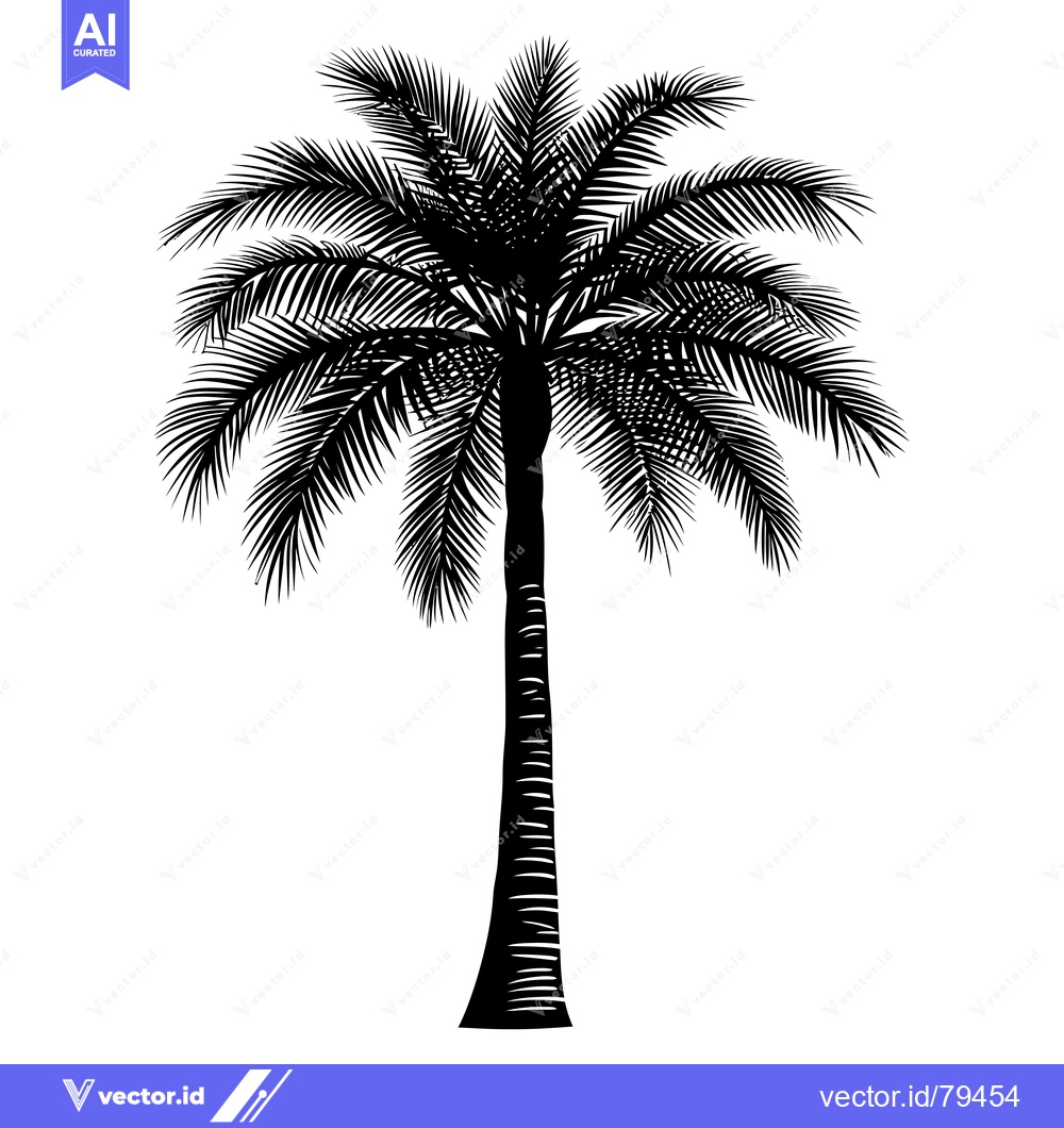 Premium Vector dari Black and White Silhouette of a Palm Tree