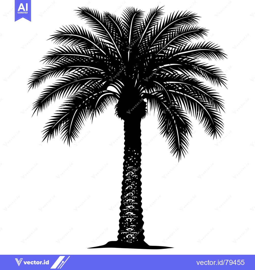Premium Vector dari Black and White Silhouette of a Palm Tree