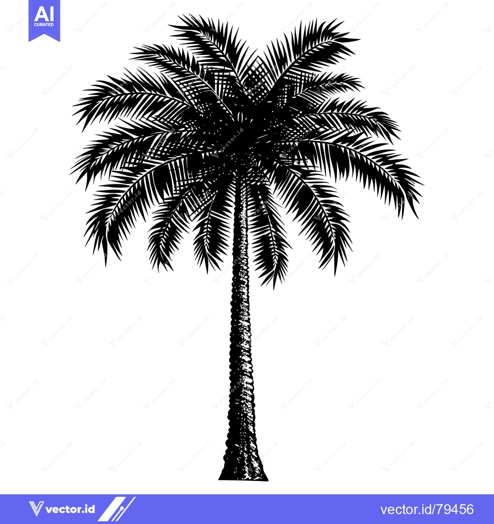 Premium Vector dari A Silhouetted Palm Tree Against A White Background