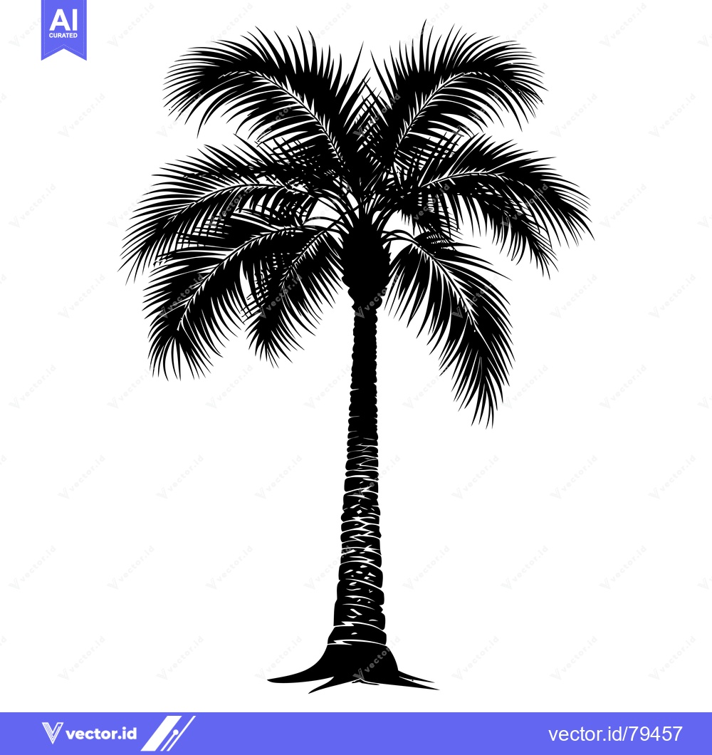 Premium Vector of Black and White Silhouette of a Palm Tree